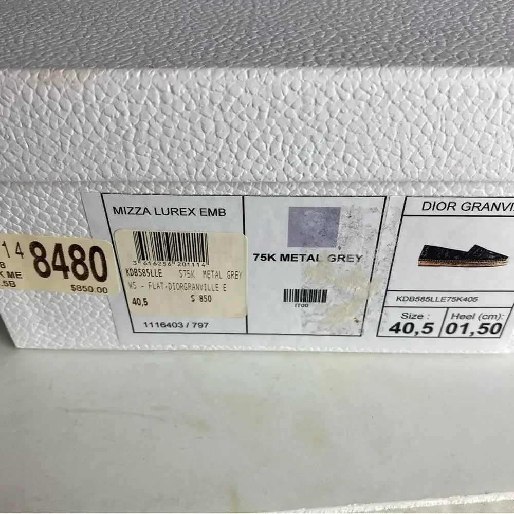 Christian DIOR Logo Espadrilles Black Silver 40.5 - Picture 9 of 10